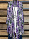 Women'S Purple Lavender Embroidery Print Cardigan