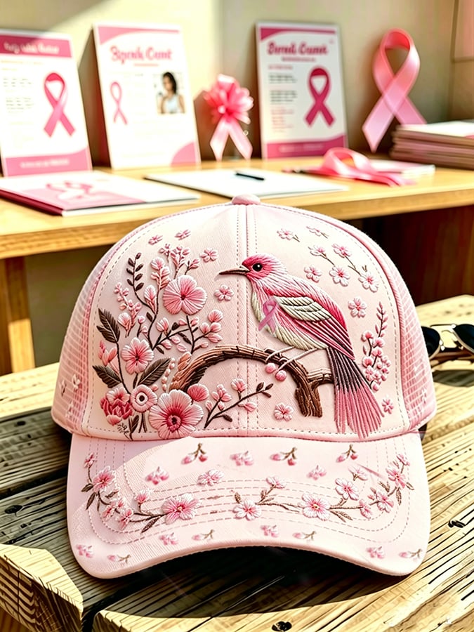 Pink Plaid Print Cap