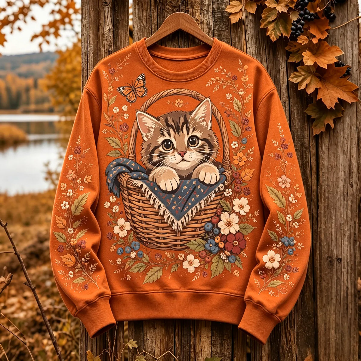 Women's Autumn Cute Cat Art Regular Sweatshirt