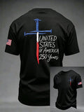 Men's Vintage Independence Day Eagle Flag Print Art T-shirt