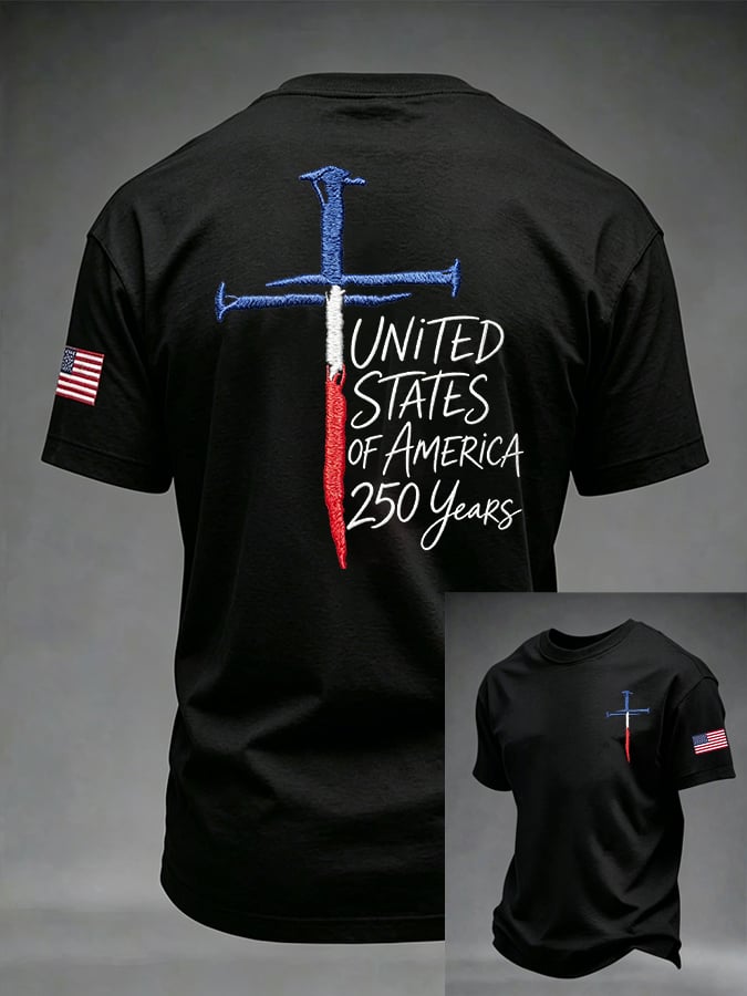 Men's Vintage Independence Day Eagle Flag Print Art T-shirt