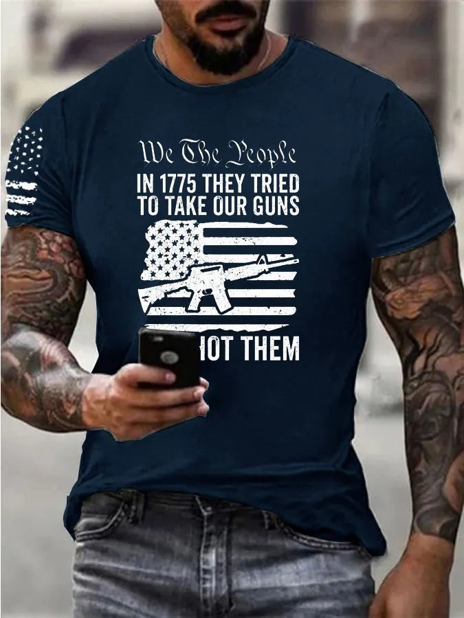 Independence Day  We The People To Take Our Gun We Shot Them Pattern 100% Cotton T-Shirt