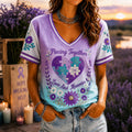 Women's Memory Quilt Art Pattern Alzheimer Awareness T-shirt