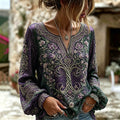 Women's Viking Tree Of Life And Celtic Knot Embroidered Sequin Casual V-neck Top