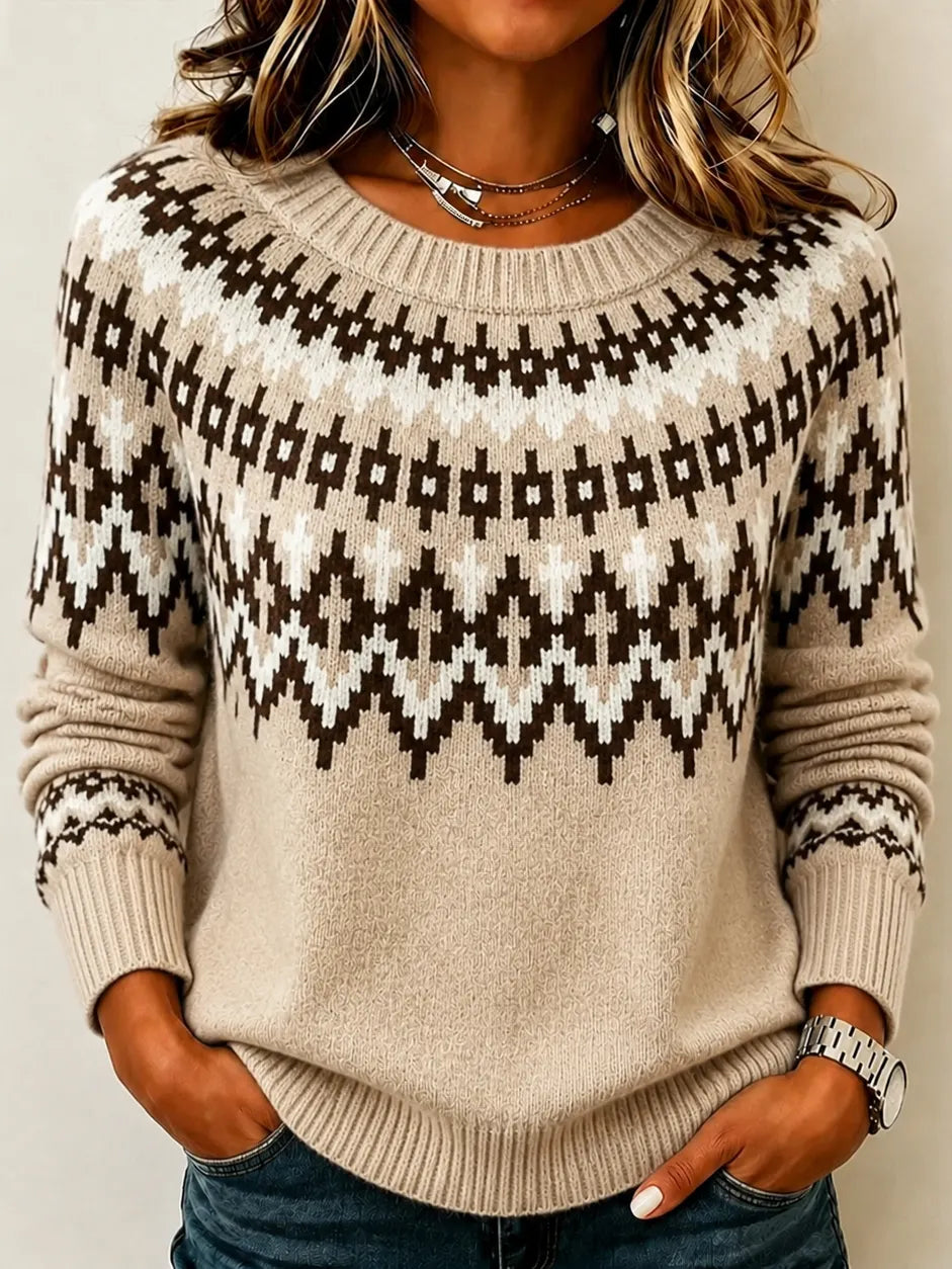 Women's Vintage Icelandic Geometric Pattern Turtleneck Sweater