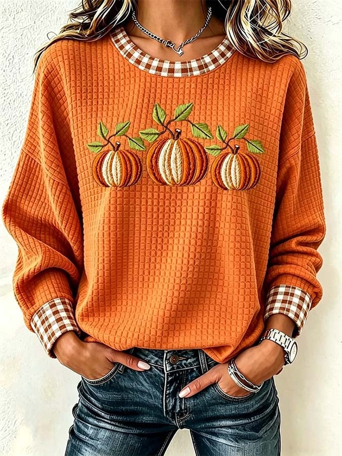 Women'S Casual Pumpkin Print Autumn Top