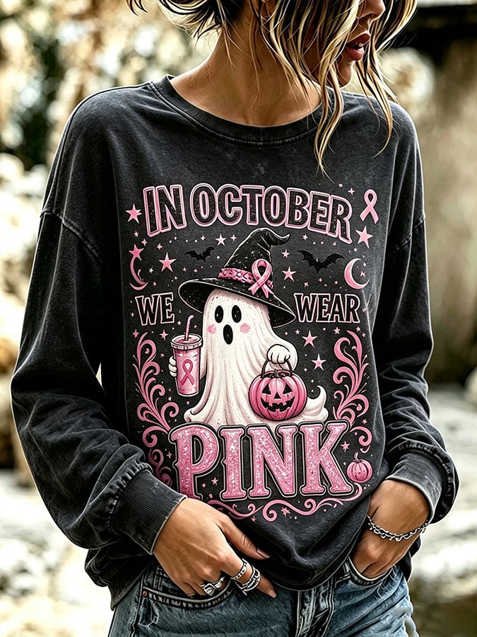 Women's Breast Cancer Halloween  Print Hoodie