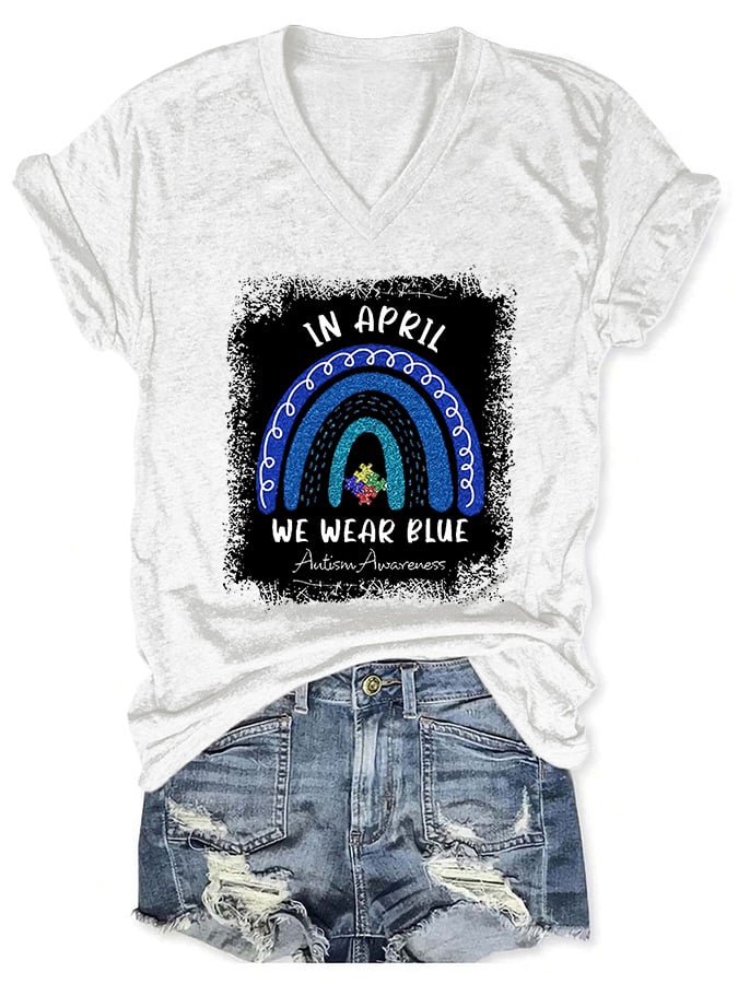 Autism Awareness In April We Wear Blue Print T-Shirt