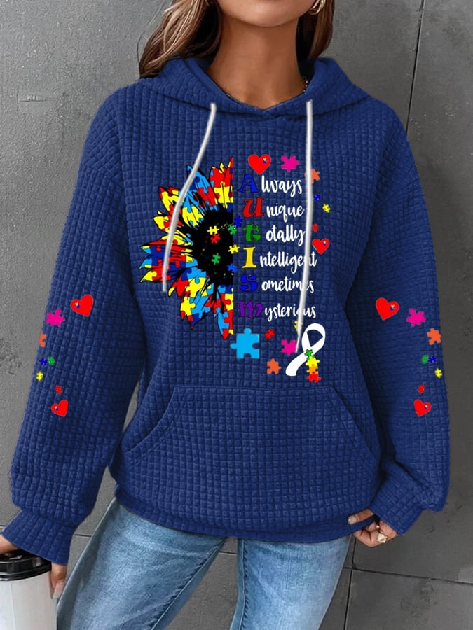 Women'S Autism Awareness Print Casual Hoodie