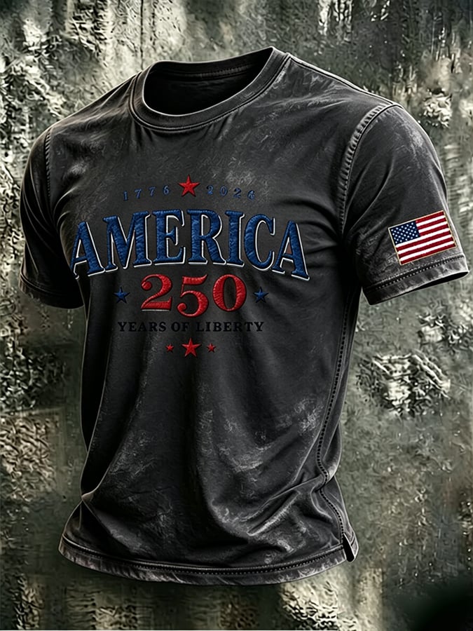 Men's 250th Anniversary Independence Day Art Printed Casual T-shirt