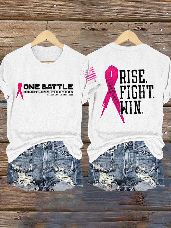 Women'S Breast Cancer Print Short Sleeve T-Shirt
