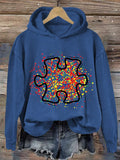 Women's Autism Awareness Print Casual Sweatshirt