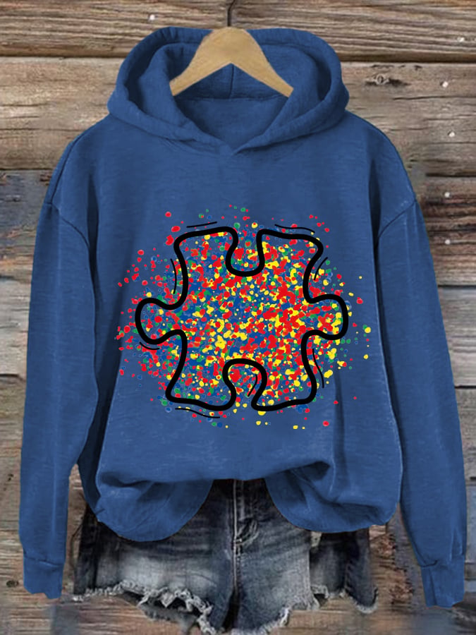 Women's Autism Awareness Print Casual Sweatshirt