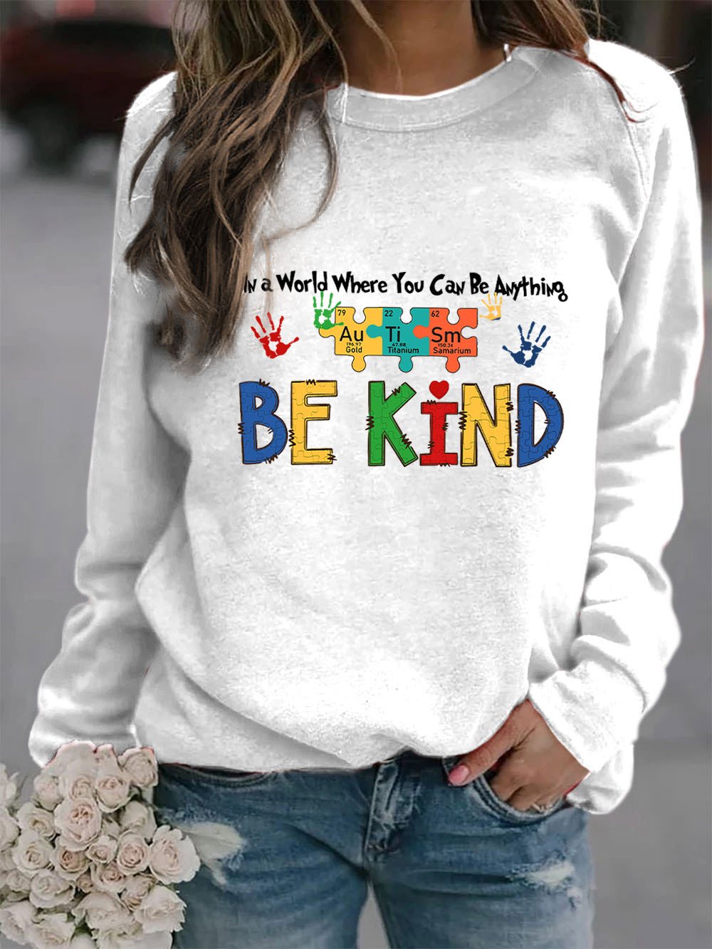 Women's In A World Where You Can Be Anything Be Kind Print Sweatshirt