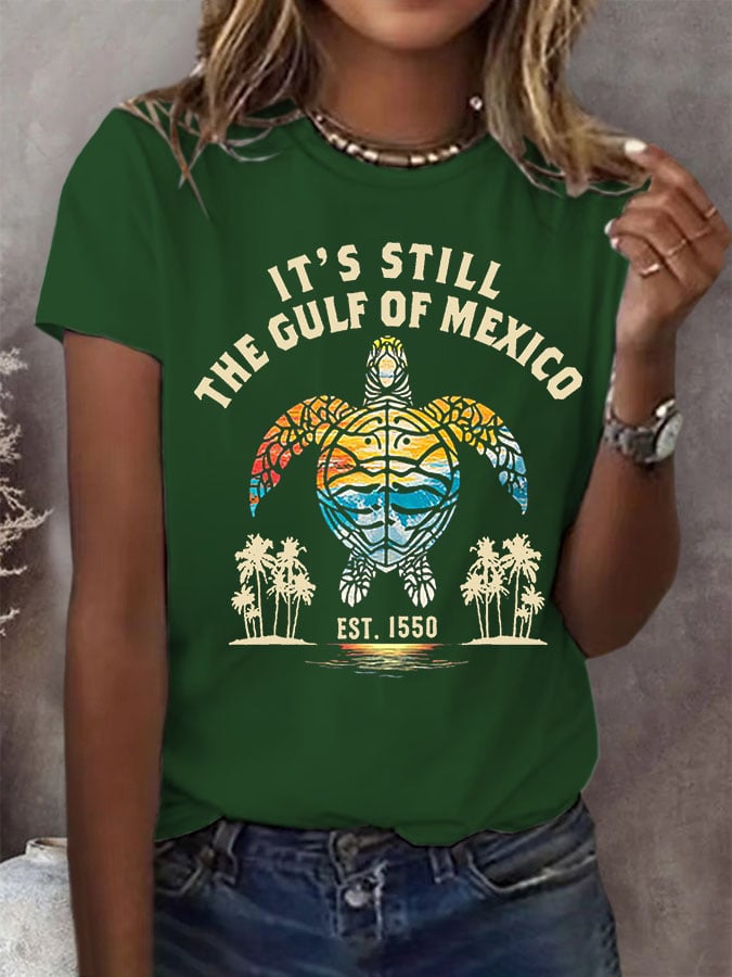 Women's Gulf Of Mexico Print Round Neck T-Shirt