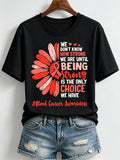 Women'S Blood Cancer Red Ribbon Health Awareness Round Neck T-Shirt