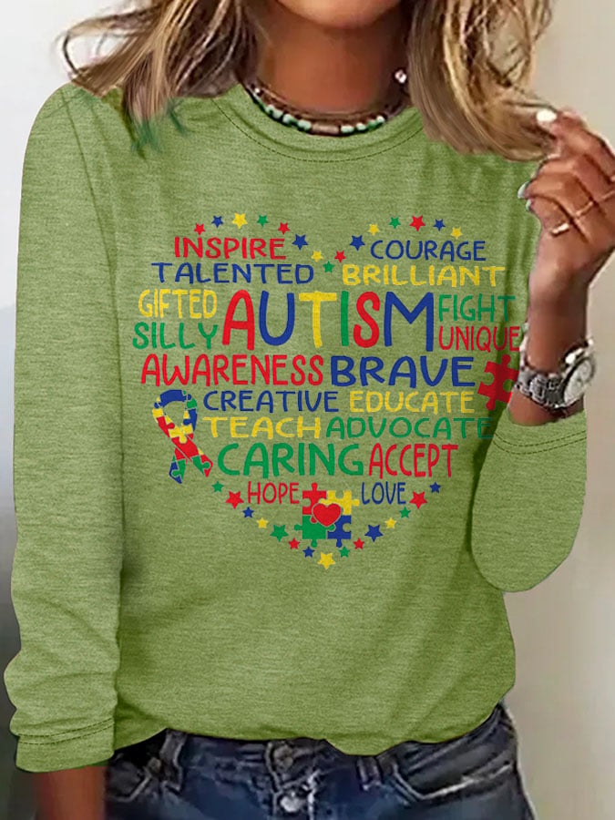 Women's Autism Print Long Sleeve T-Shirt