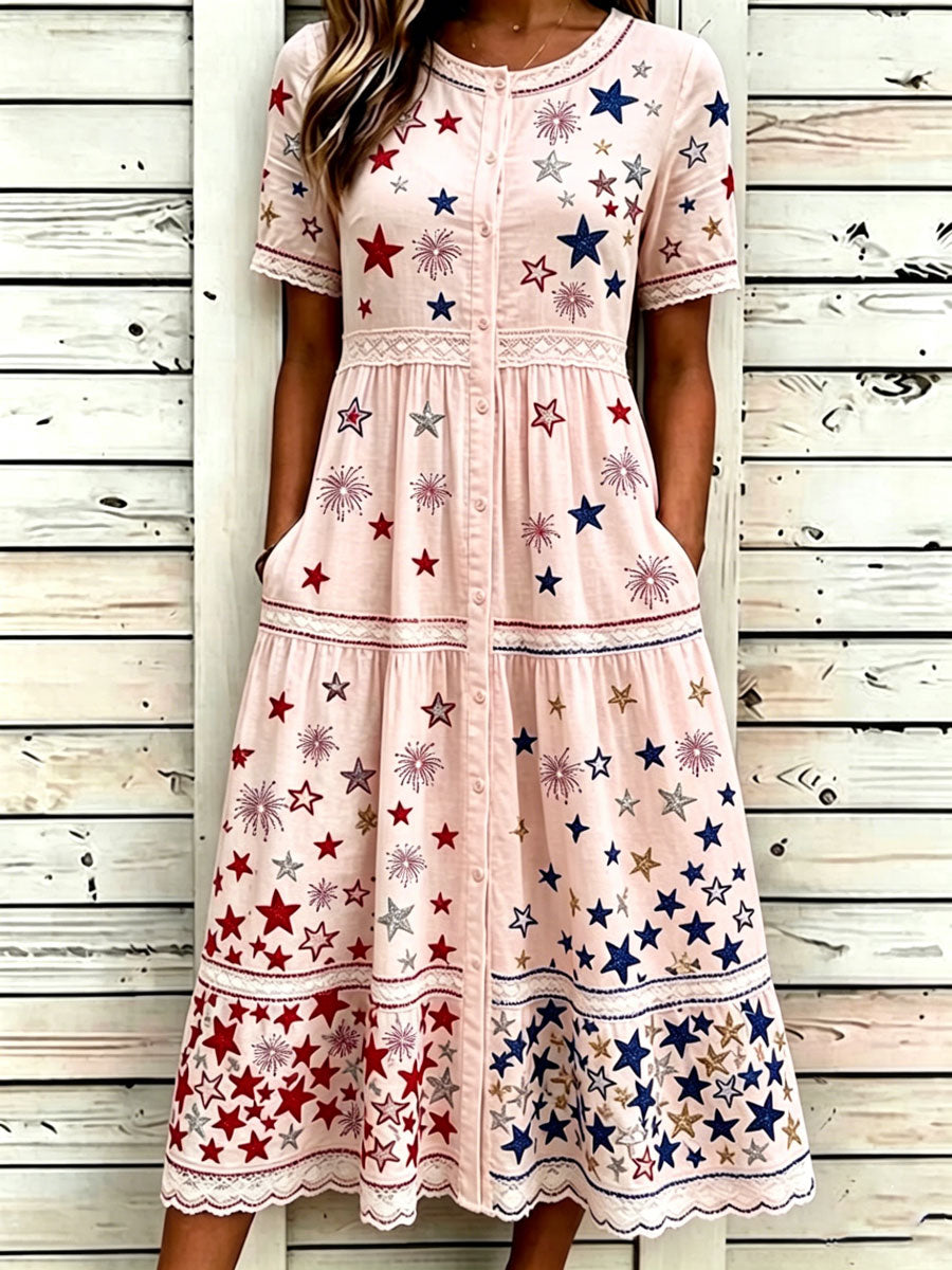 Women'S Casual American Independence Day Print Art Casual Dress