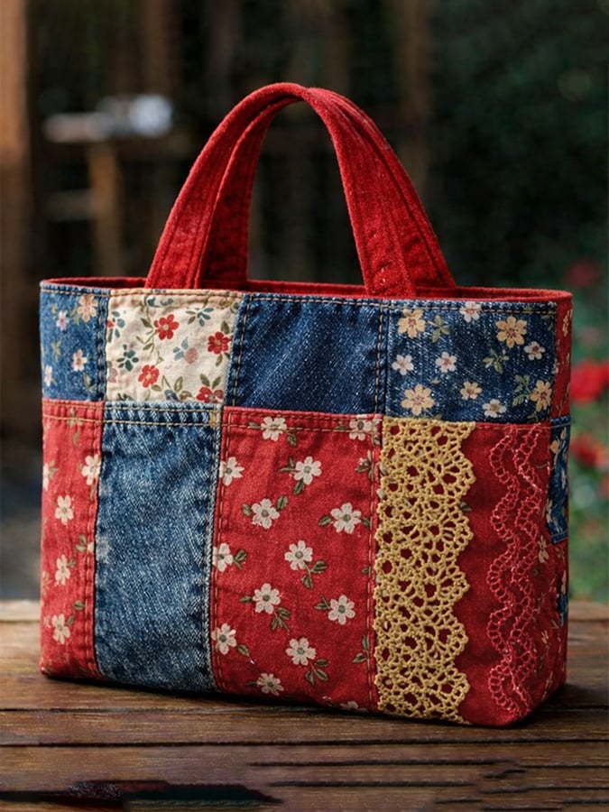 US 250th Anniversary Floral Art Casual Quilted Tote Bag