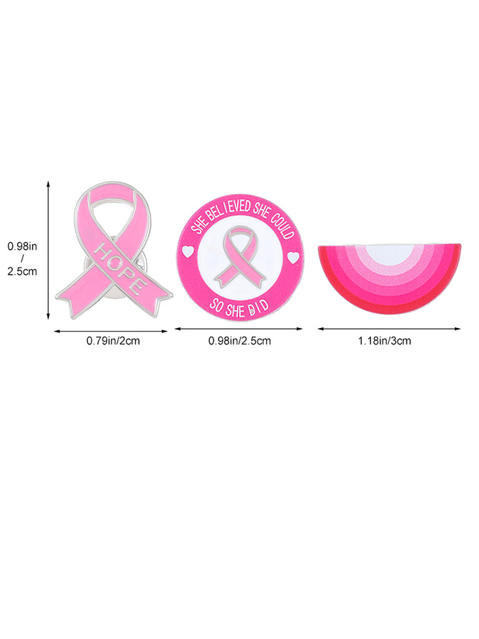 Women's Pink Ribbon Breast Prevention Logo Brooch Badge