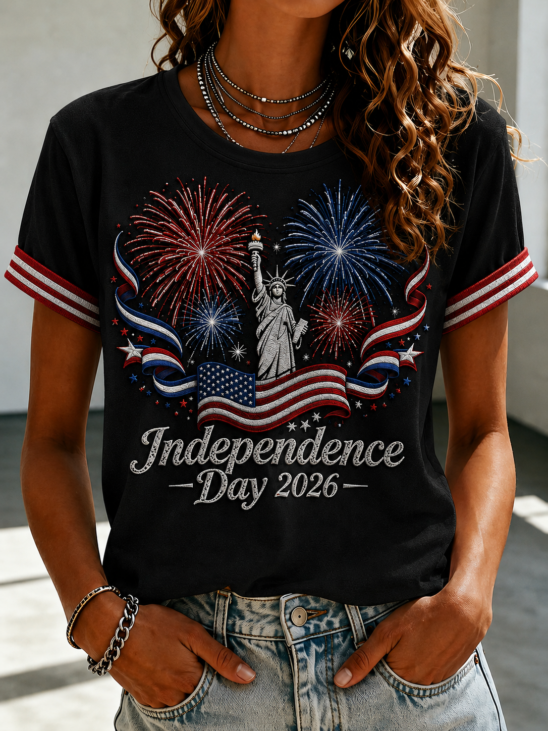 Women's  Casual American Independence Day Celebration T-Shirt