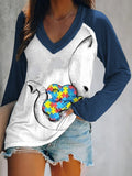 Women'S Autism Elephant And Baby Elephant Print T-Shirt