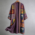 Men's Retro Hippie Peace Music Art Pattern Casual Long Cardigan