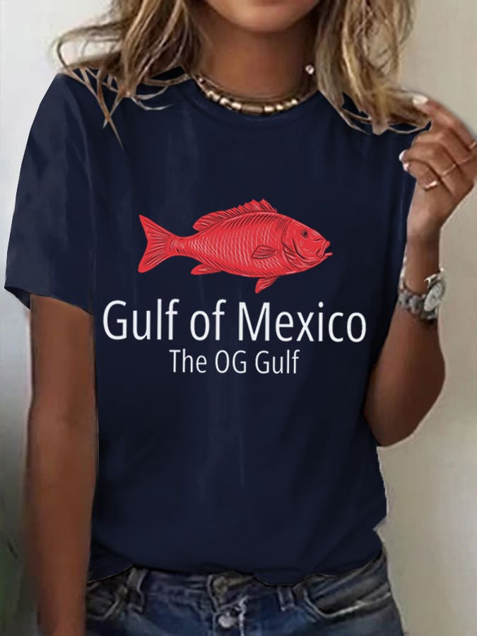 Women's "Gulf Of Mexico, The Og Gulf" Printed Casual T-Shirt