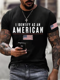Men'S Independence Day I Dentify As An American Pattern Print Cotton T-Shirt