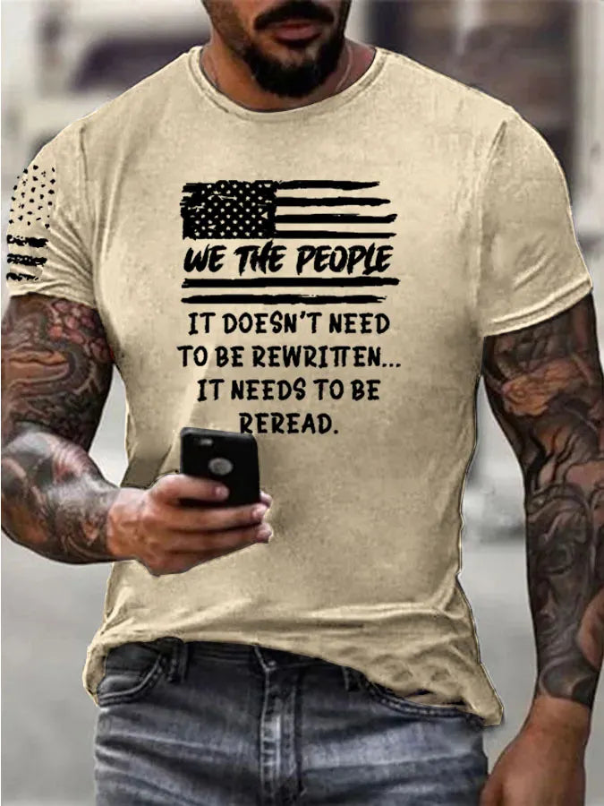 Independence Day  We The People  Pattern 100% Cotton T-Shirt