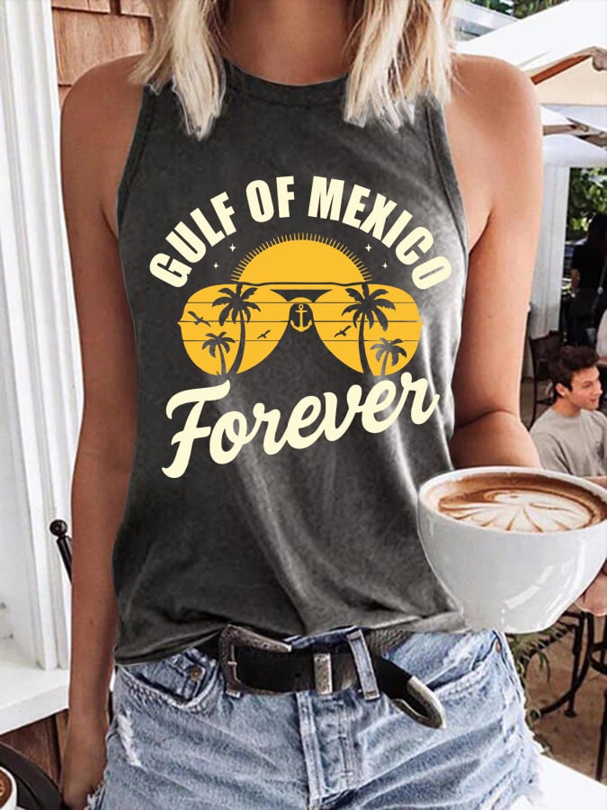 Women's Gulf Of Mexico Print Round Neck Tank Top