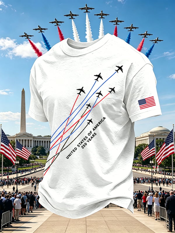 United States Of America 250 Years Pattern 100% Cotton T-Shirt