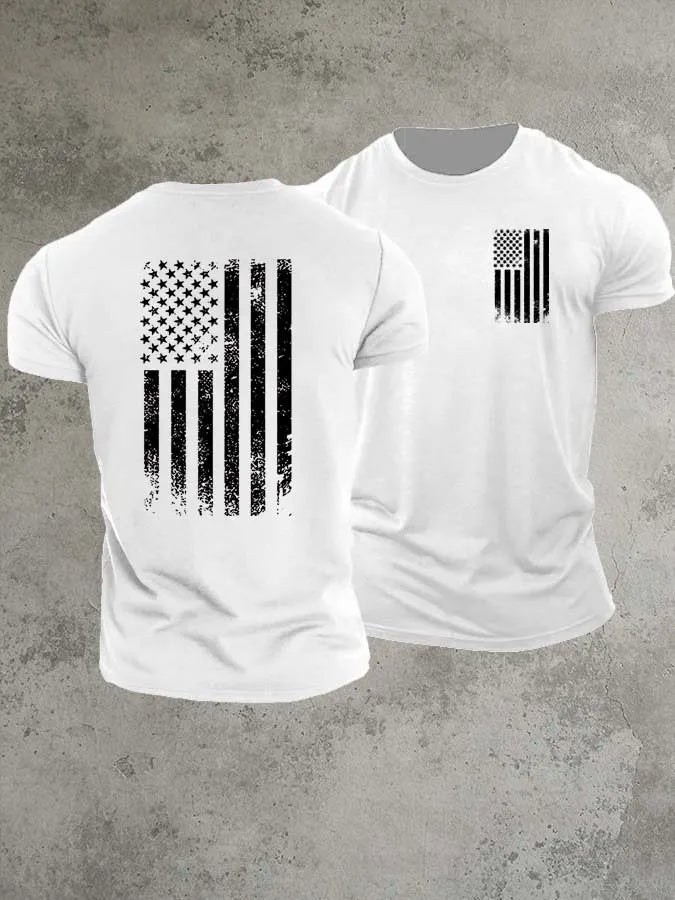 America Flag 1776 Pattern 100% Cotton T-Shirt