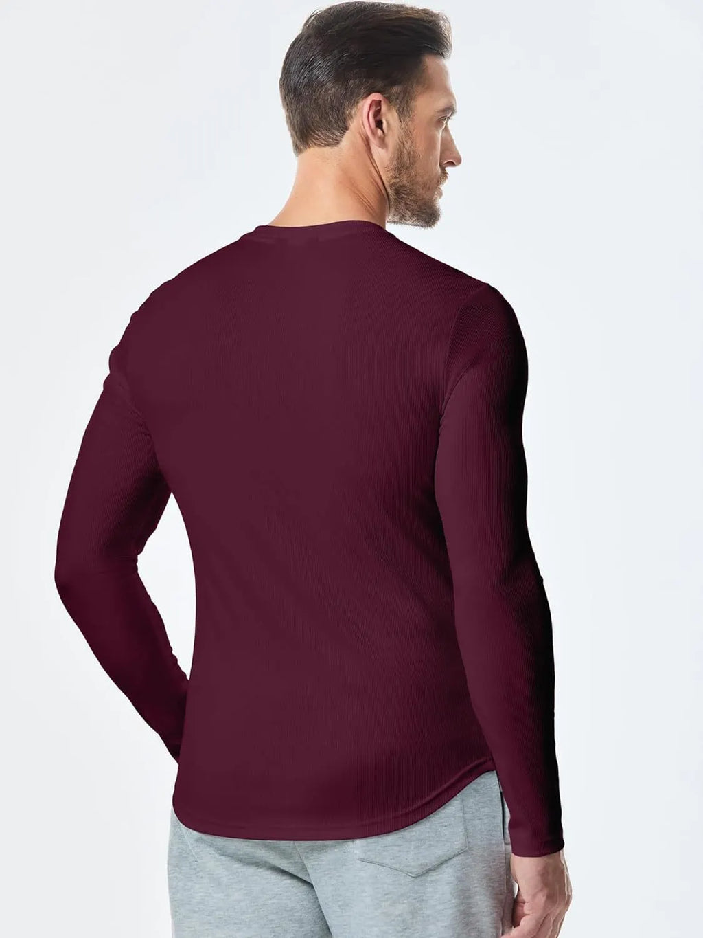 Men's Plain Casual V-Neck Long Sleeve T-Shirt