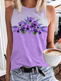 Women's Purple Flower Alzheimer's Awareness Support Print Casual  Vest