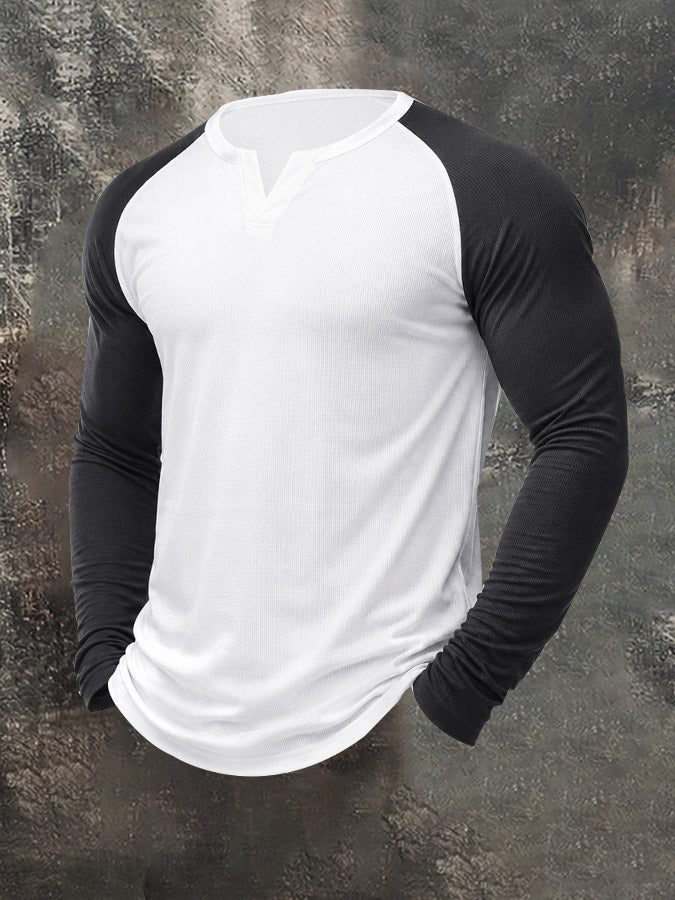 Men's Casual Outdoor Slim Fit Base Layer Raglan Top Set