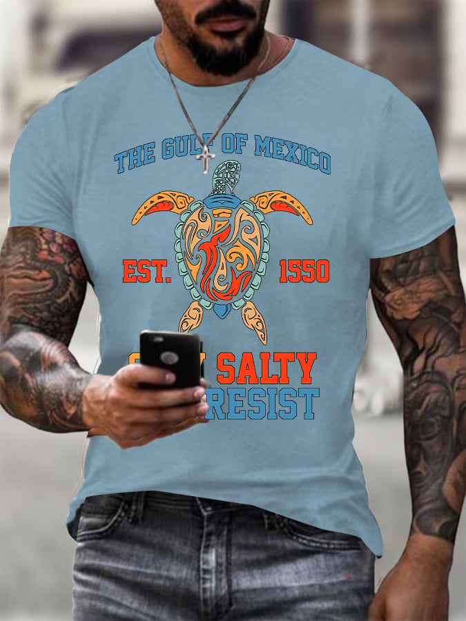 Men's Gulf Of Mexico Printed Round Neck T-Shirt