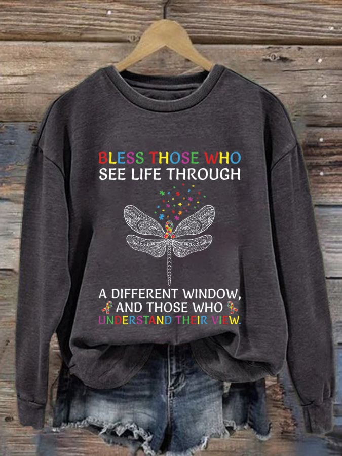 Women's Autism Awareness Print Casual Sweatshirt
