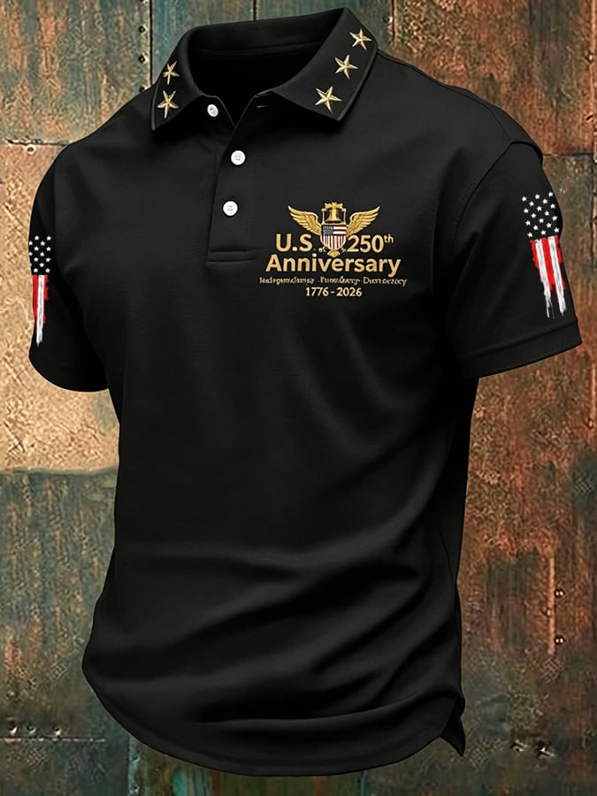 Men's American 250th Anniversary Print Casual Polo Shirt