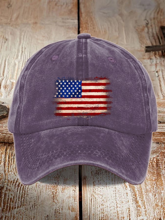 Unisex Distressed Washed Cotton Print Hat