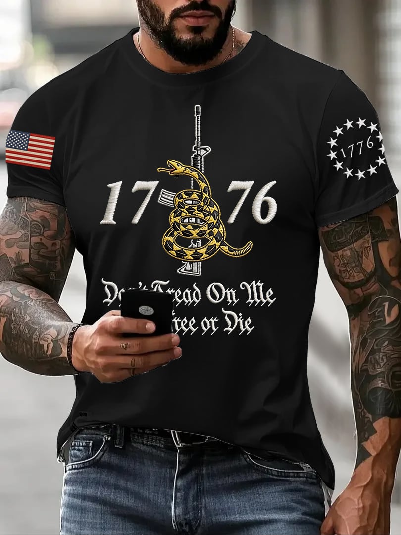 Men's "Don't Tread on Me" Printed Short-Sleeve T-Shirt