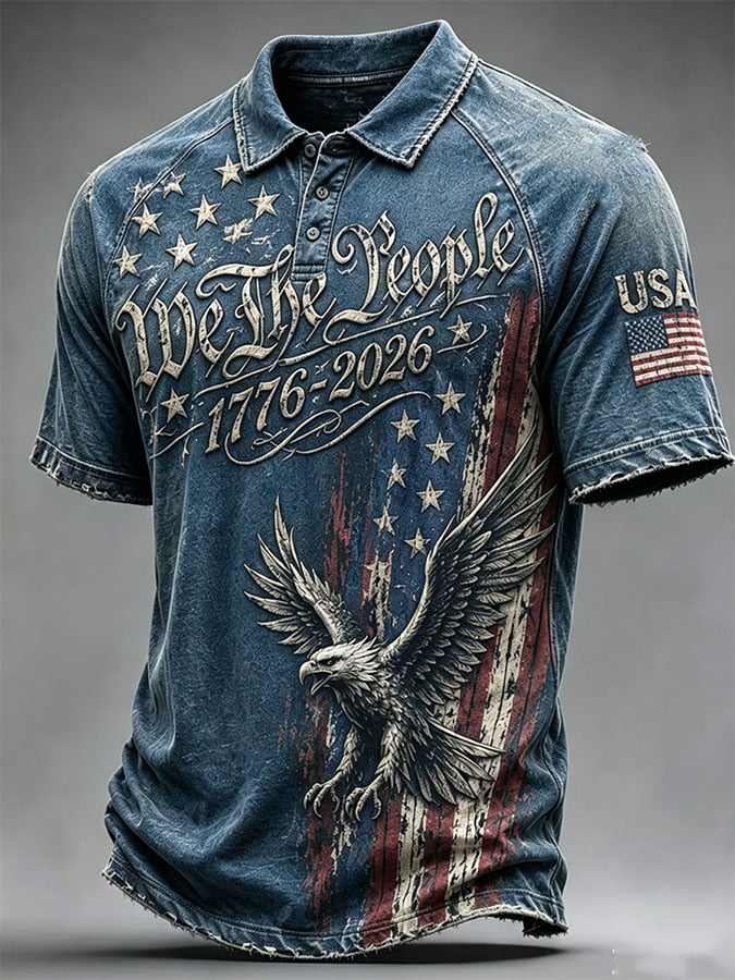 Men's Print Casual Polo Shirt