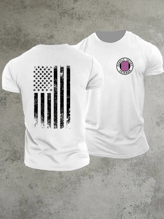 National Purple Heart Day Purple Heart Veteran Pattern 100% Cotton T-Shirt