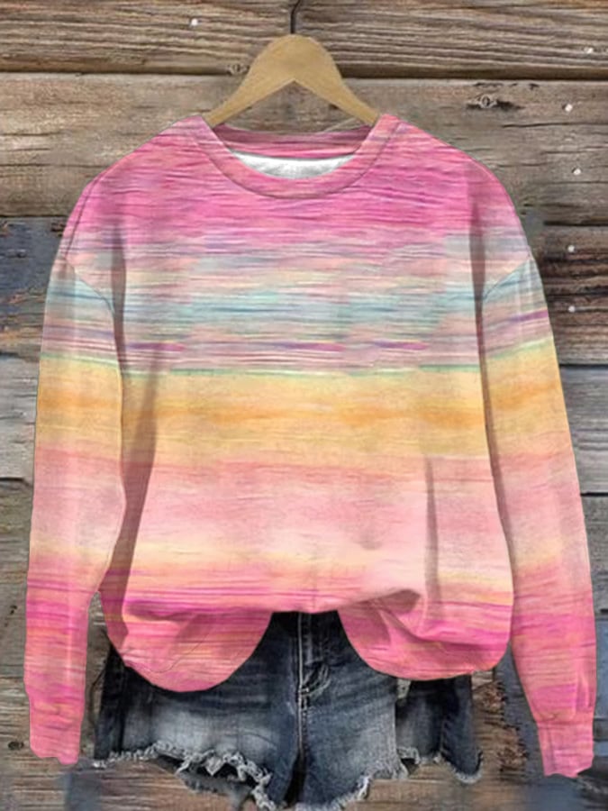 Women's Breast Cancer Awareness Print Long Sleeve Sweatshirt