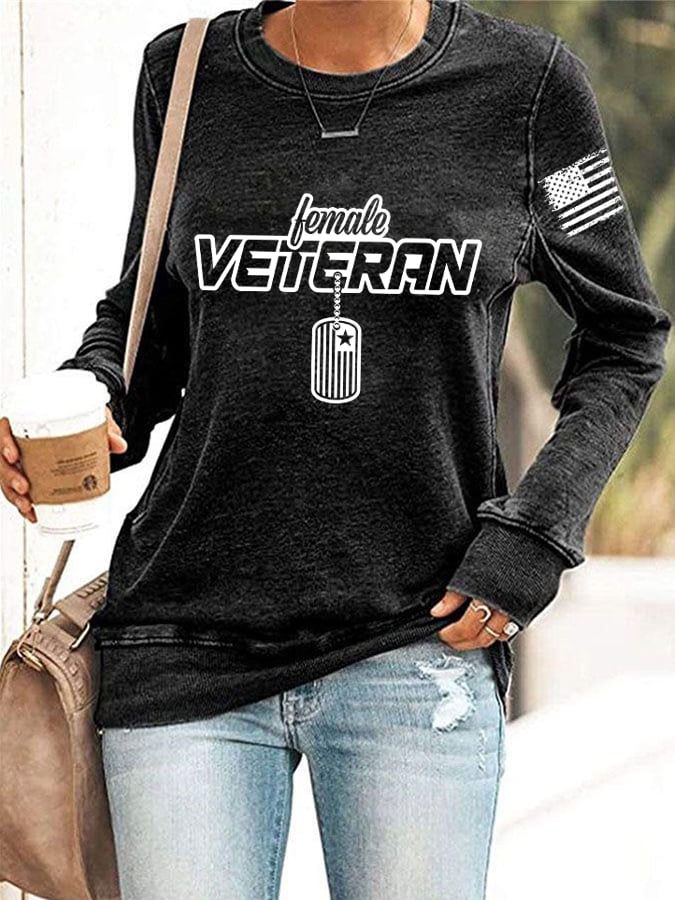 Women's "Female Veteran" Print Sweatshirt