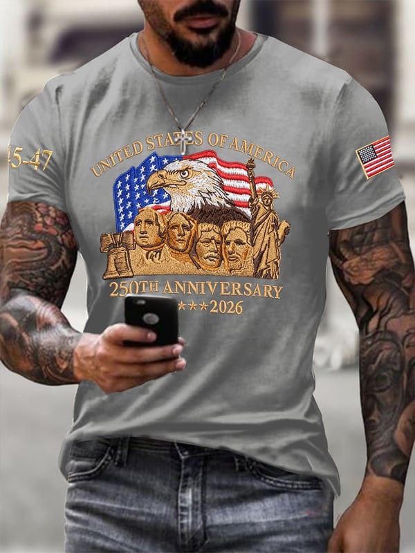 45-47 250th Anniversary 1776-2026 Pattern 100% Cotton T-Shirt