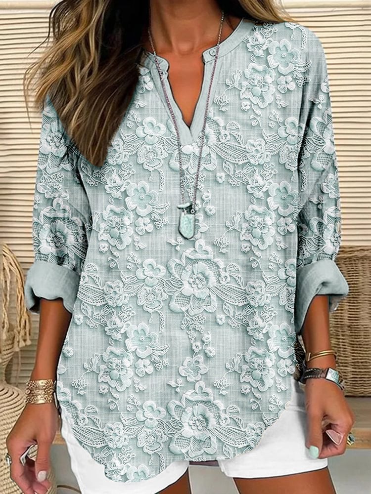 Women's Floral Lace Print Shirt