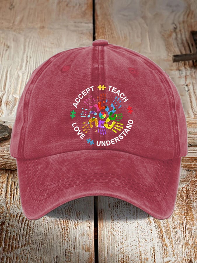 Women's Casual Autism Awareness Print Baseball Cap