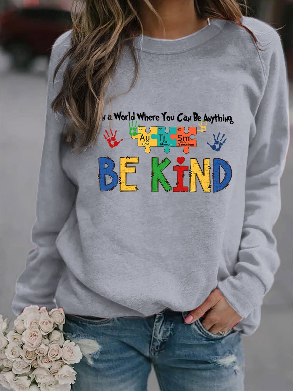 Women's In A World Where You Can Be Anything Be Kind Print Sweatshirt