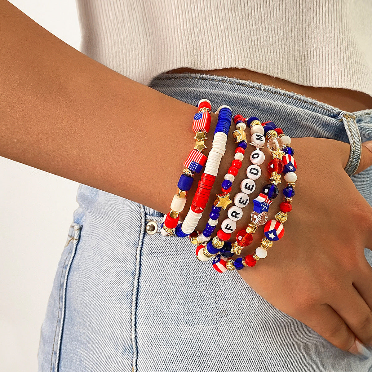 Independence Day Usa American Flag Bracelet
